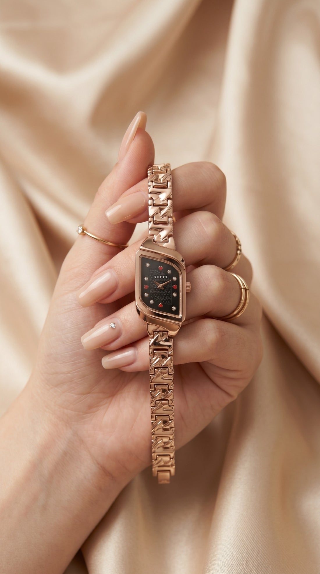 Gucci Whispering Rose Gold Black Dial Women Watch