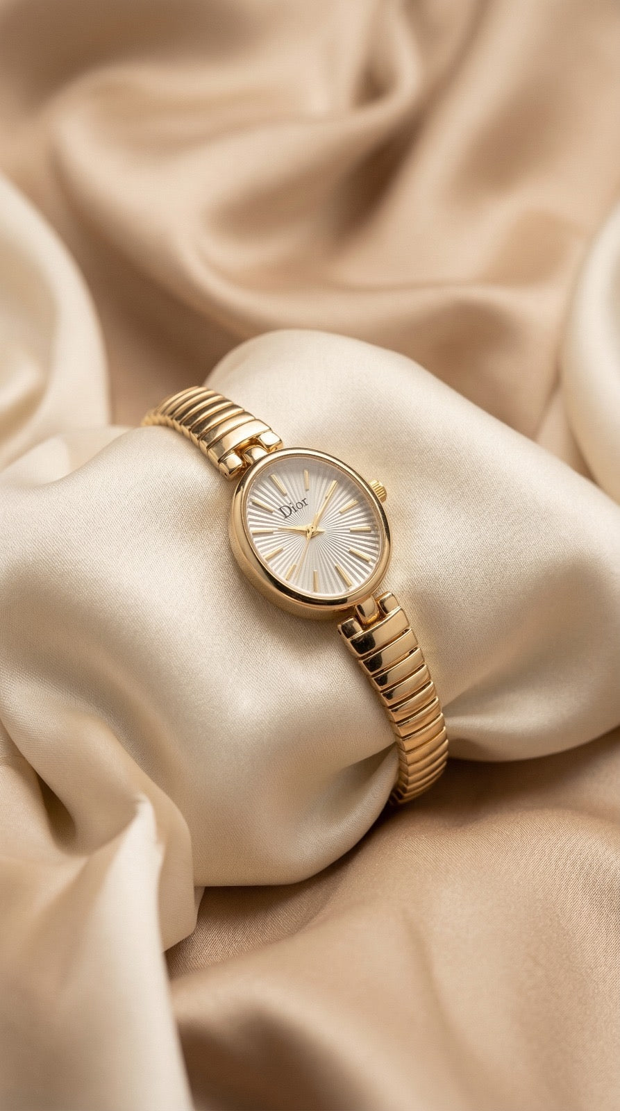 Dior Golden Elegant Oval Women Watch - White