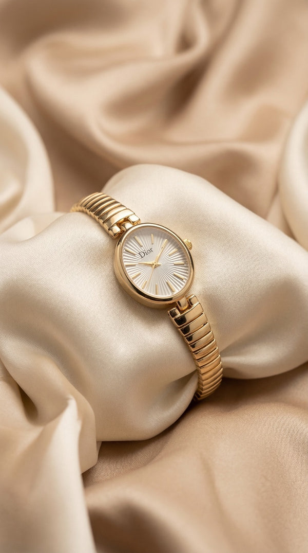 Dior Golden Elegant Oval Women Watch - White