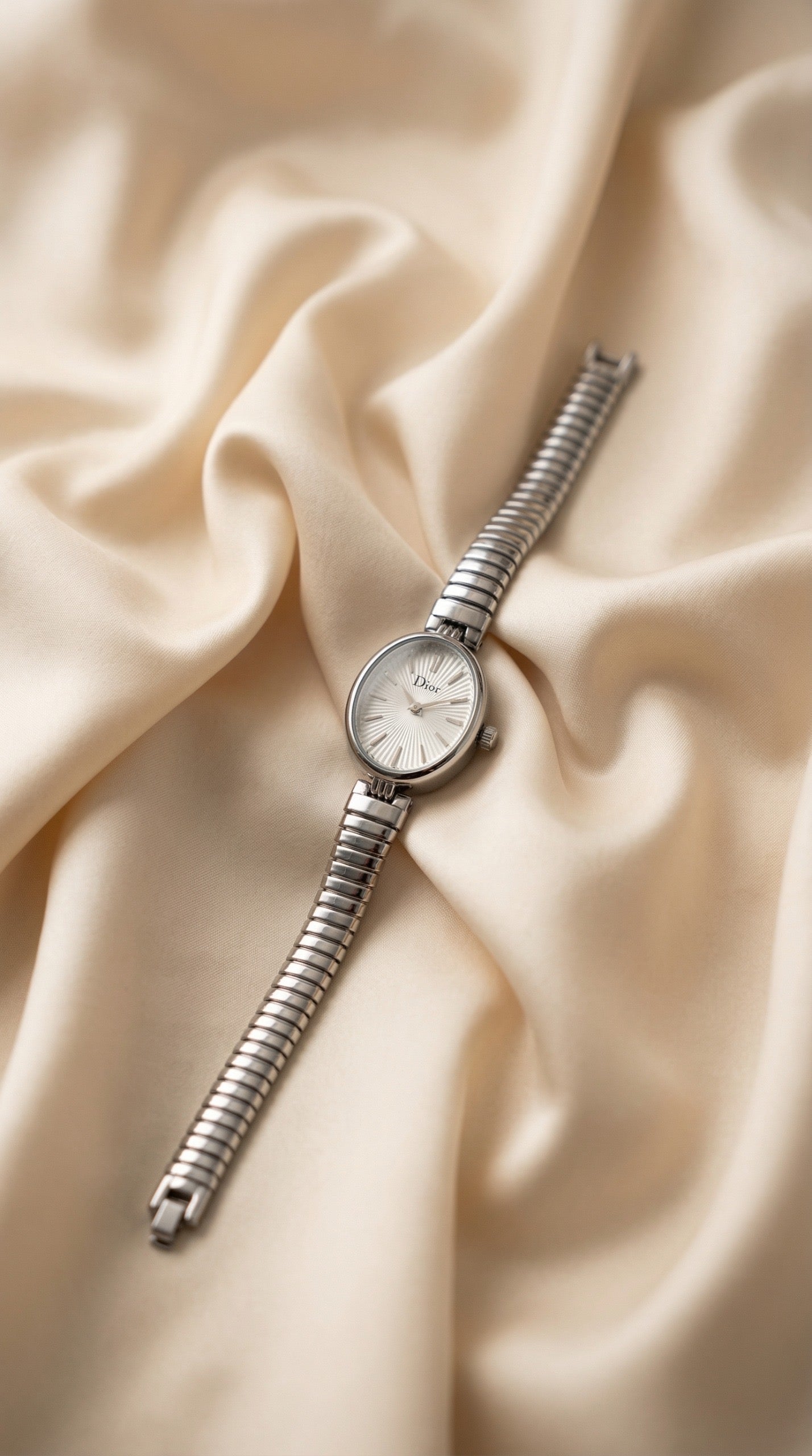 Dior Silver Elegant Oval Women Watch - White