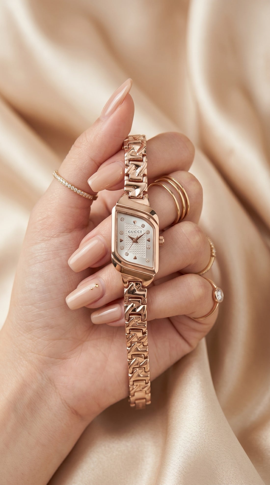 Gucci Whispering Rose Gold White Dial Women Watch