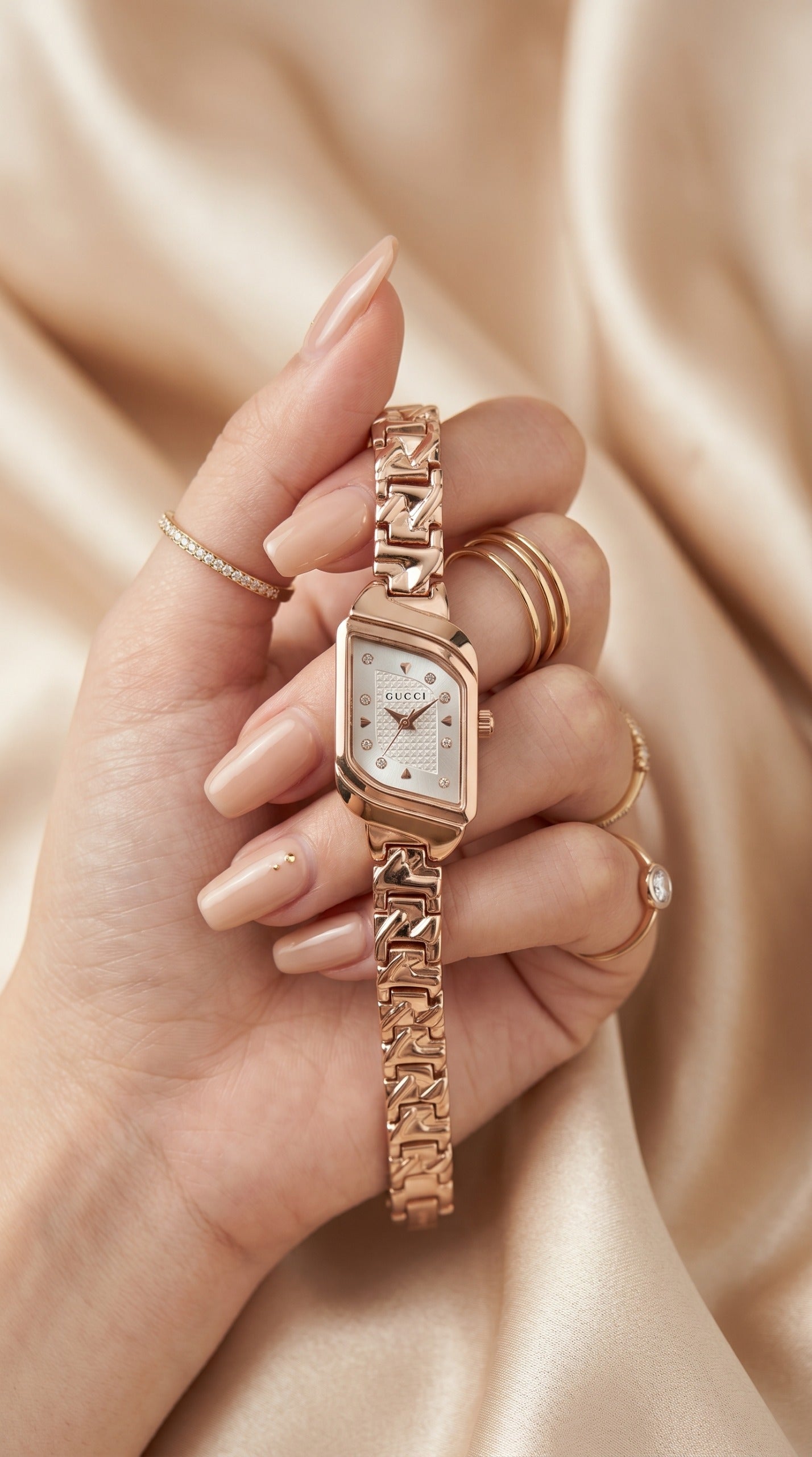 Gucci Whispering Rose Gold White Dial Women Watch
