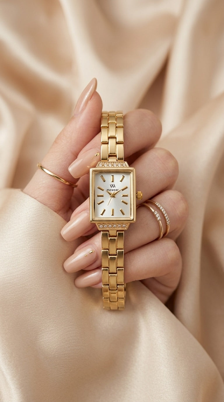 MW Aurelia Golden Women Watch - White Dial