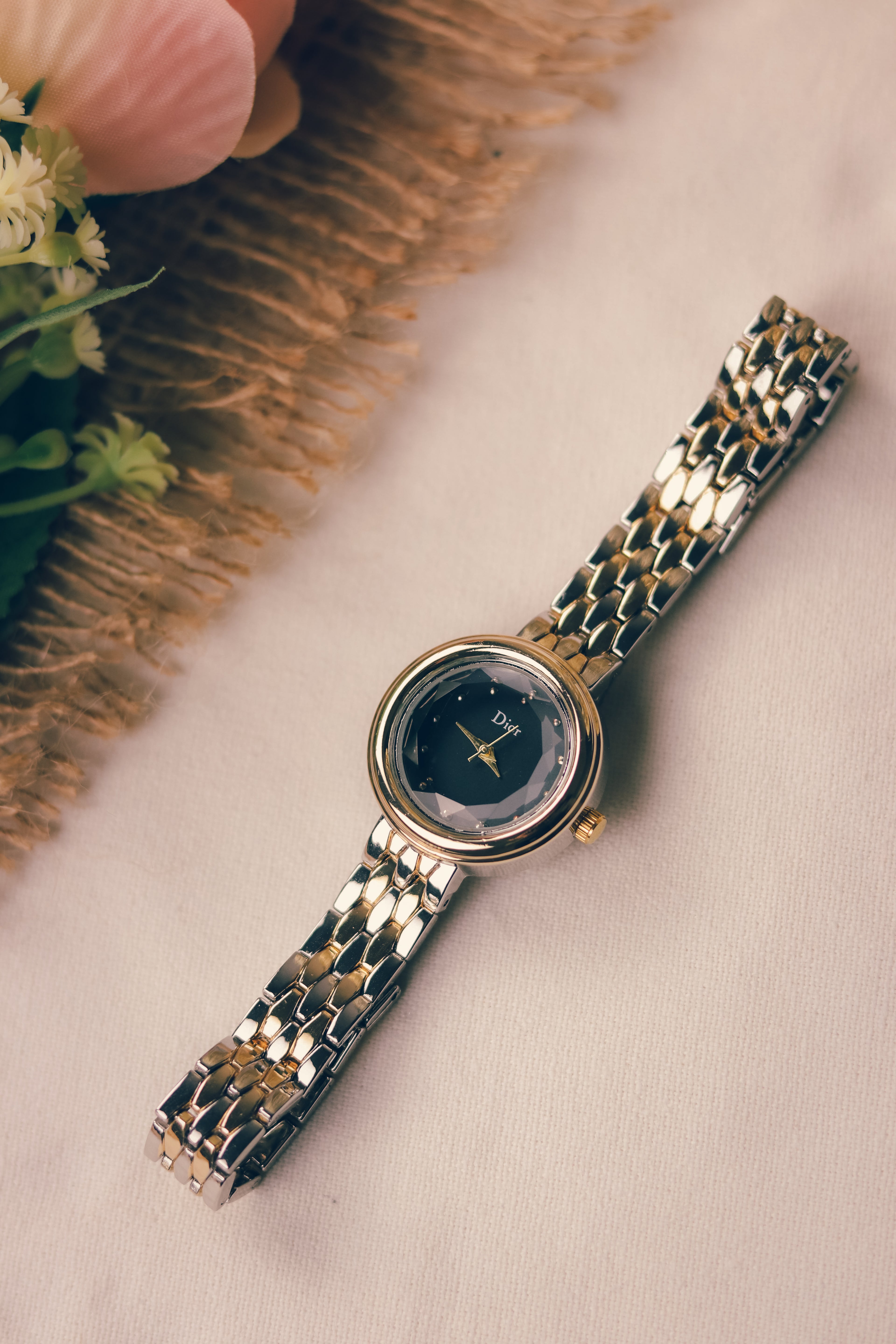 Dior Twinkle Golden Two Tone Black Dial  Women Watch