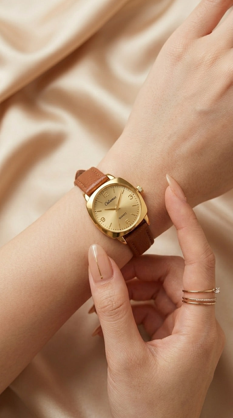 Calais Classic Women Strap Watch - Brown