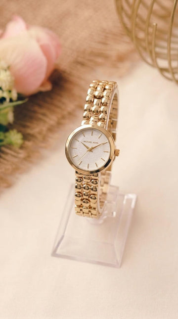 MK Darci Golden Women Watch - White Dial
