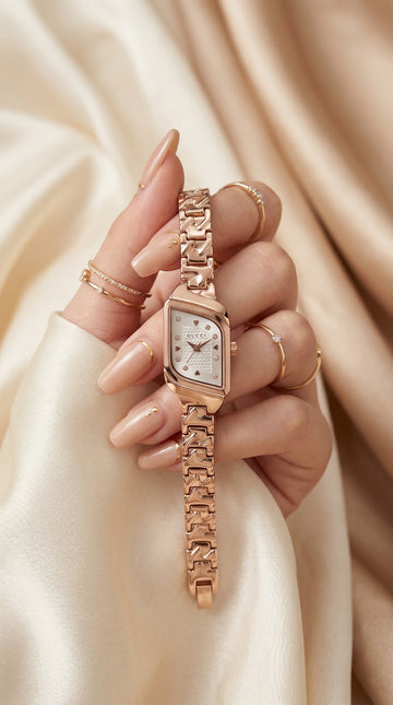 Gucci Whispering Rose Gold White Dial Women Watch