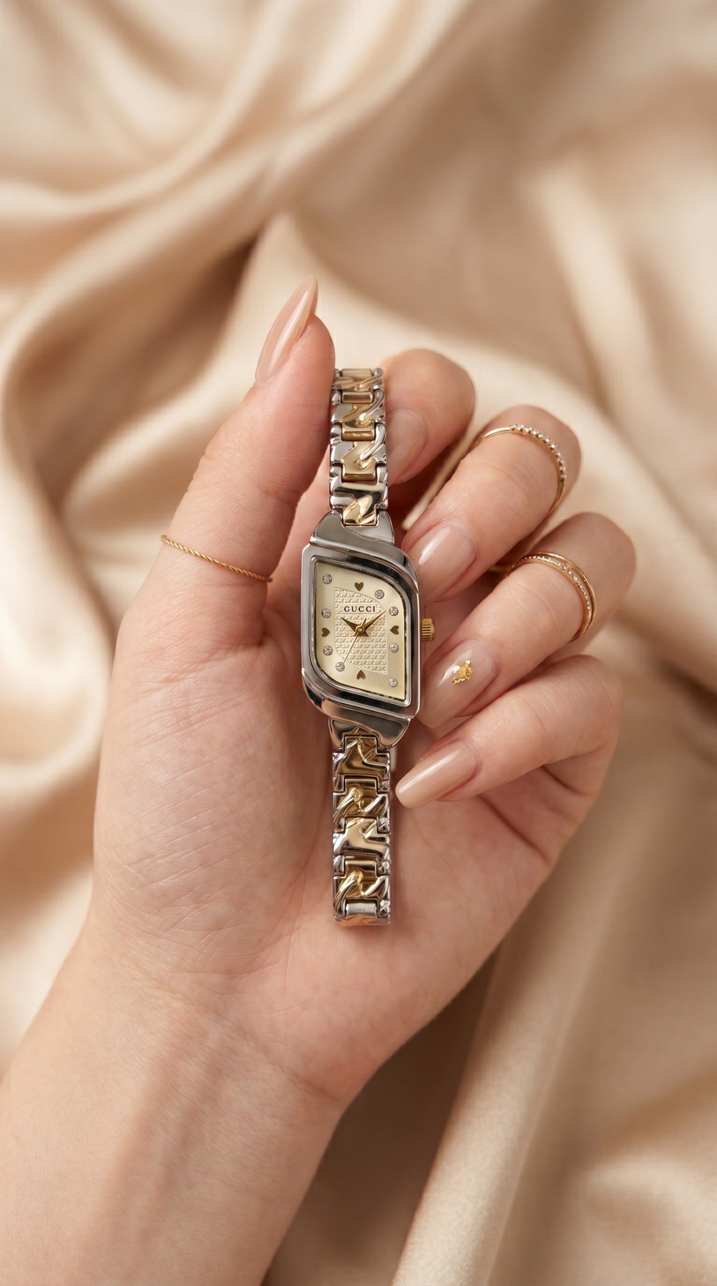Gucci Whispering Golden Two Tone Golden Dial Women Watch