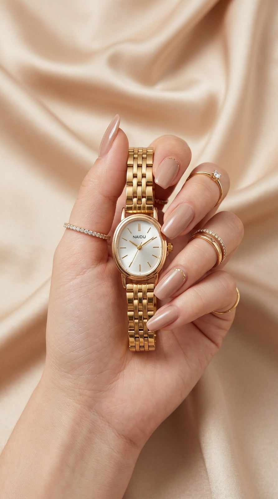 Naidu Antique Oval Women Watch - White Dial