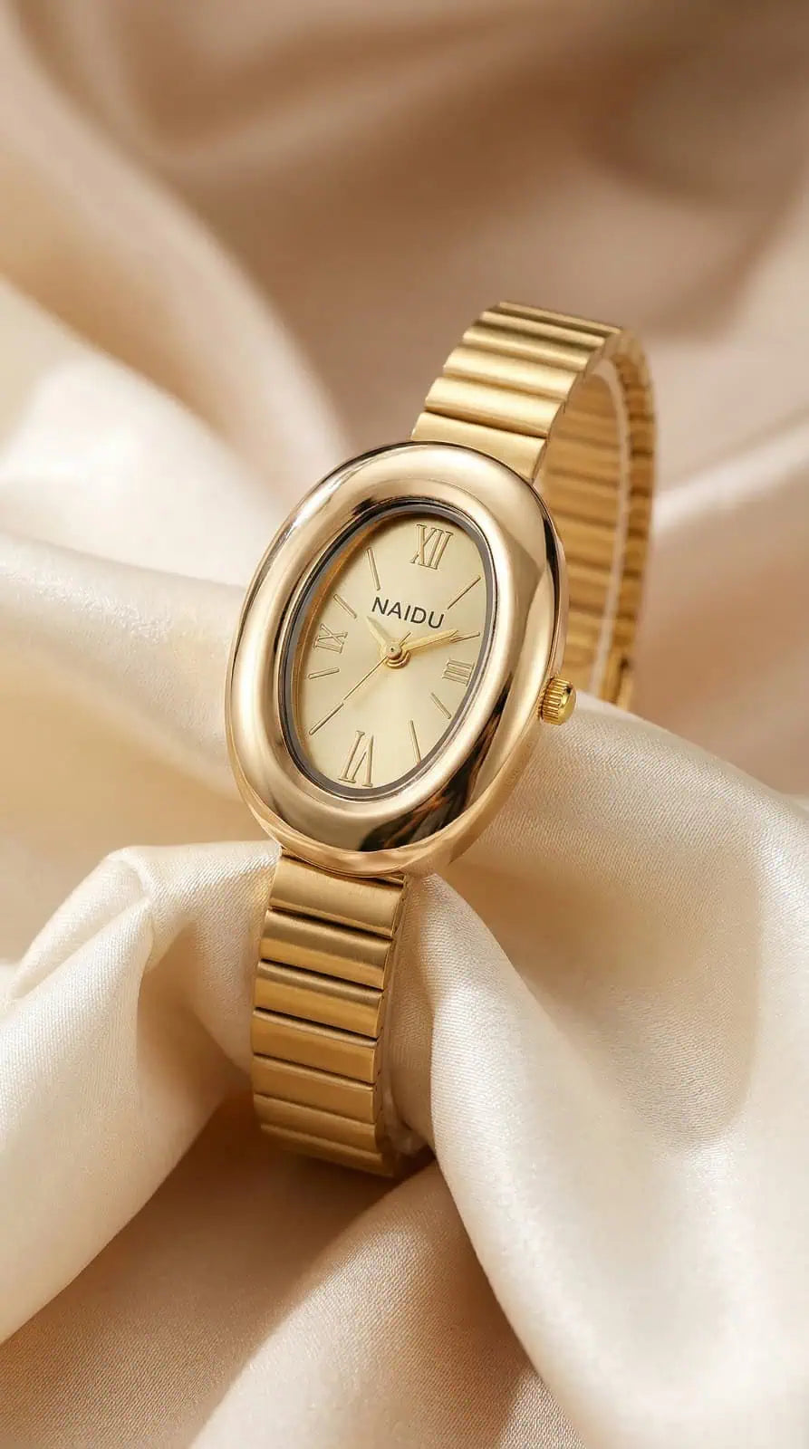 Naidu Classic Oval Women Watch - Golden