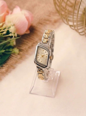 Gucci Whispering Golden Two Tone Golden Dial Women Watch