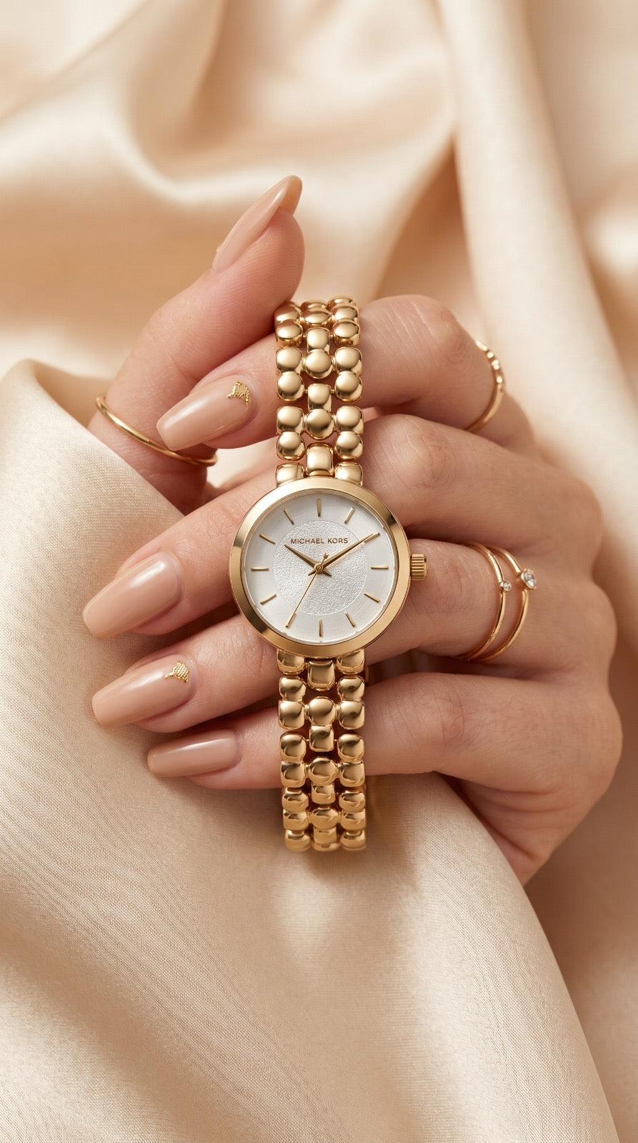 MK Darci Golden Women Watch - White Dial