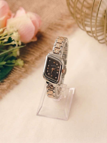 Gucci Whispering Rose Gold Two Tone Black Dial Women Watch