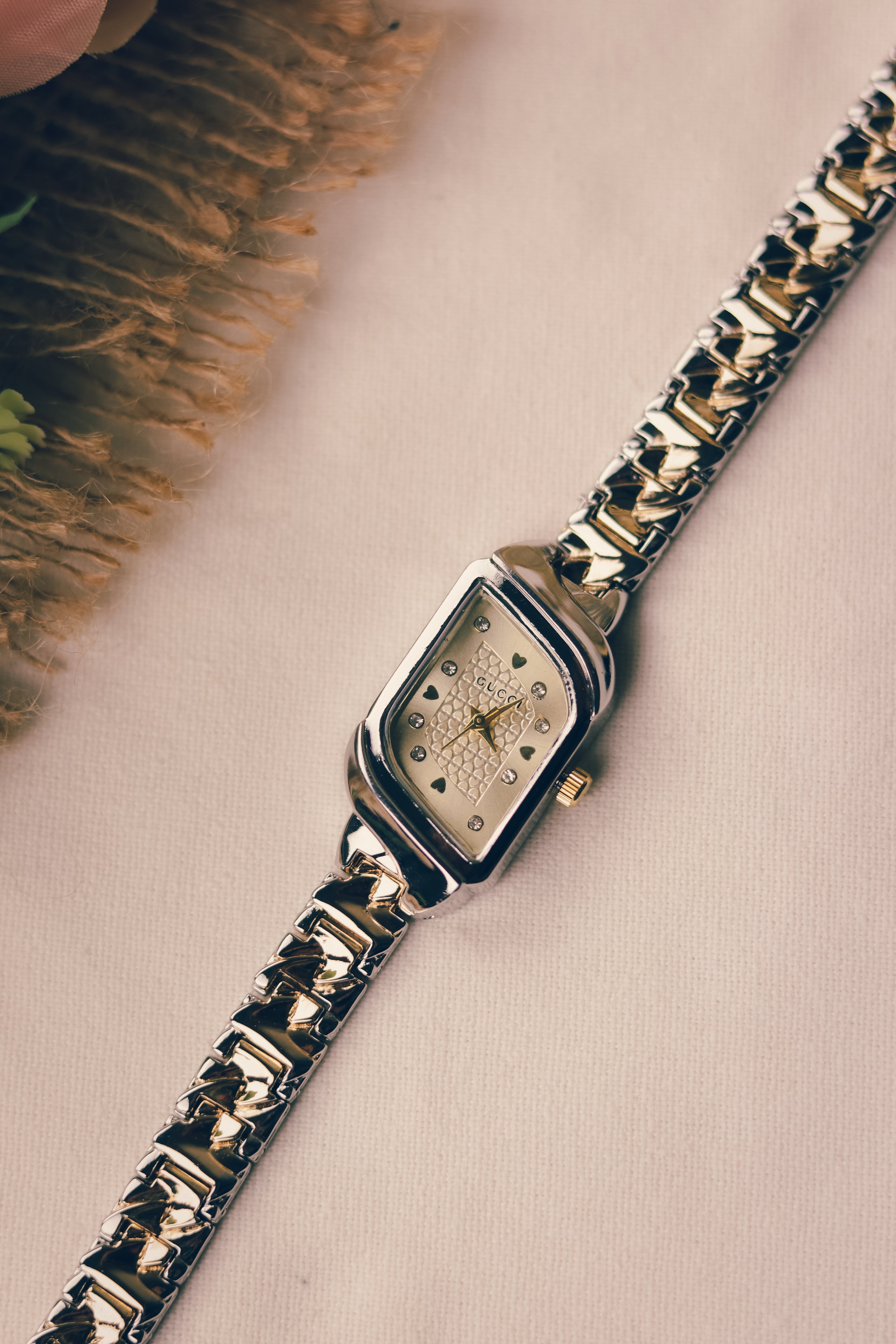 Gucci Whispering Golden Two Tone Golden Dial Women Watch