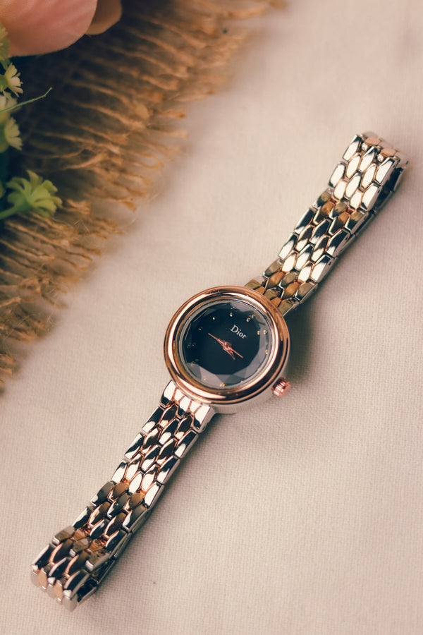 Dior Twinkle Two Tone Rose Gold Black Dial Watch