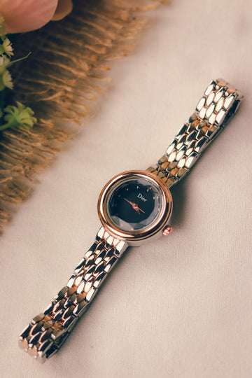 Dior Twinkle Two Tone Rose Gold Black Dial Watch