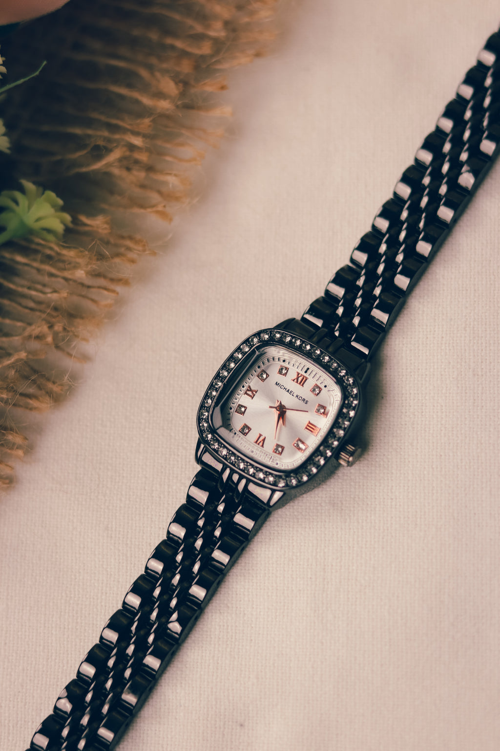 MK Square Black White Dial Women Watch