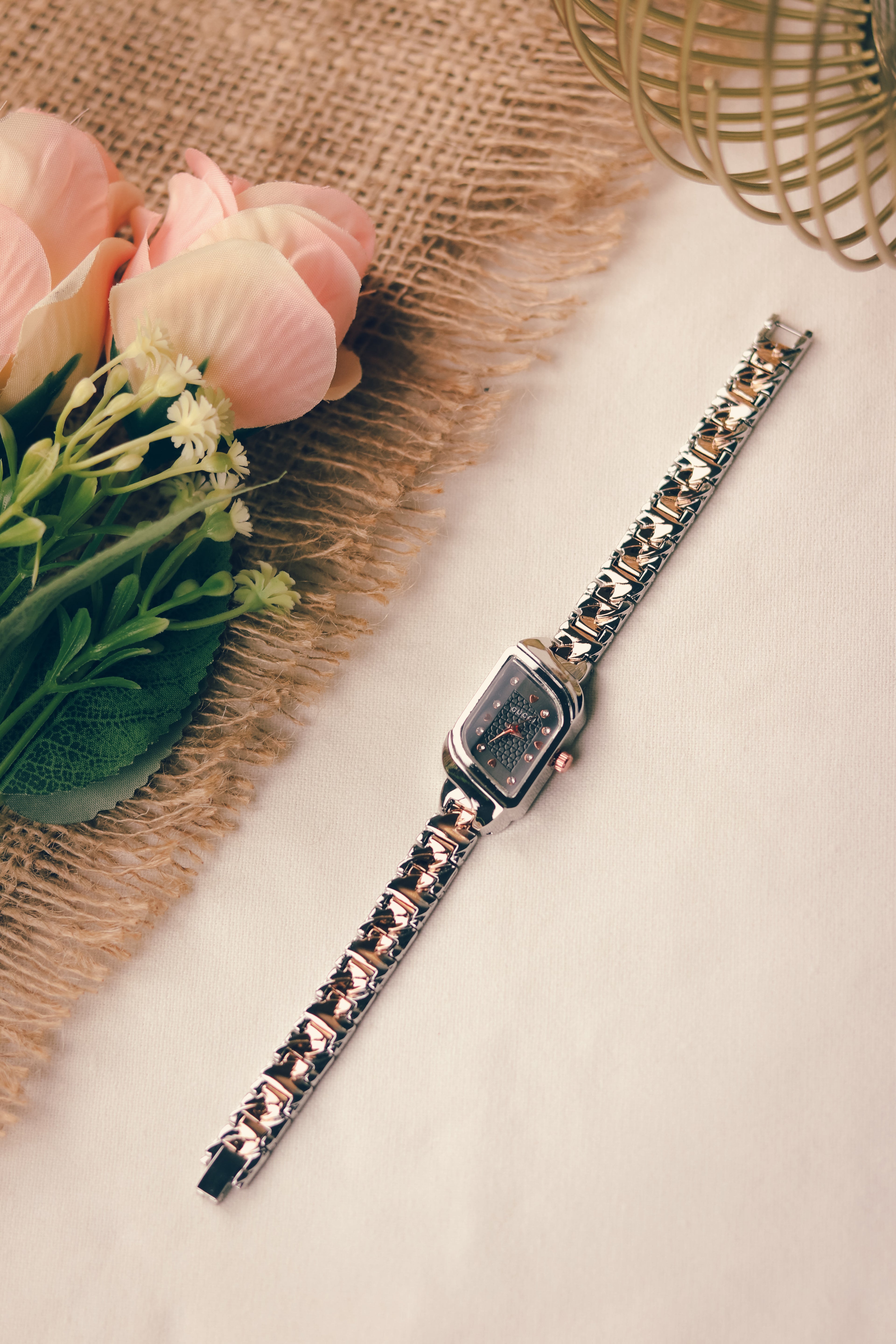 Gucci Whispering Rose Gold Two Tone Black Dial Women Watch