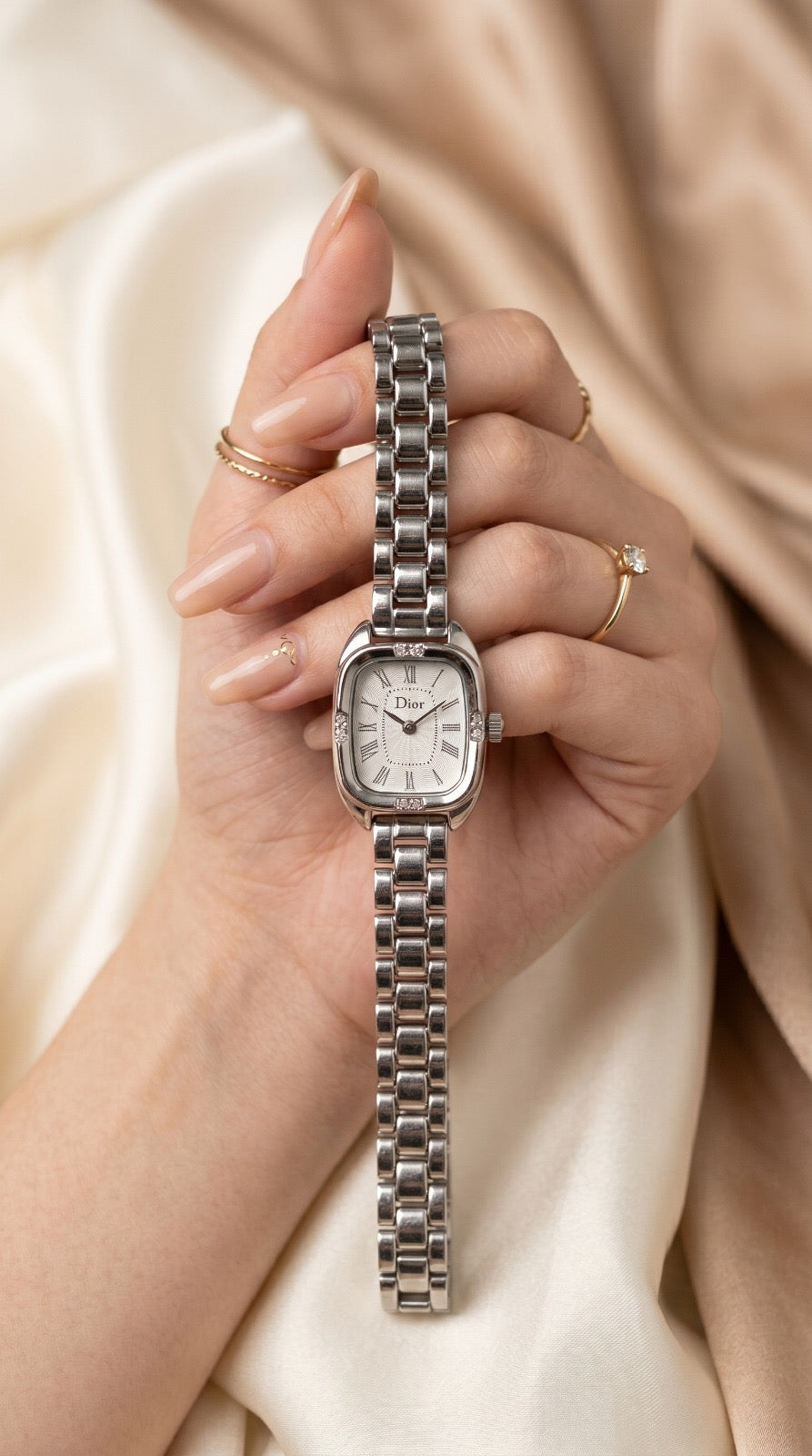 Dior Square Silver Minimalist  Women Watch