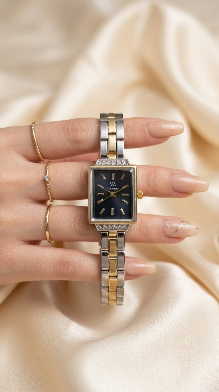 MW Aurelia Two Tone Women Watch - Blue Dial