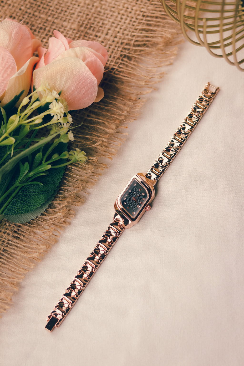 Gucci Whispering Rose Gold Black Dial Women Watch