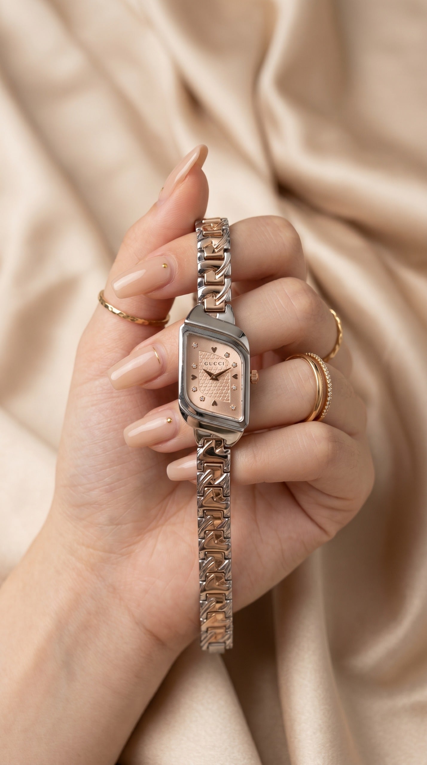 Gucci Whispering Rose Gold Two Tone Rose Gold Dial Women Watch