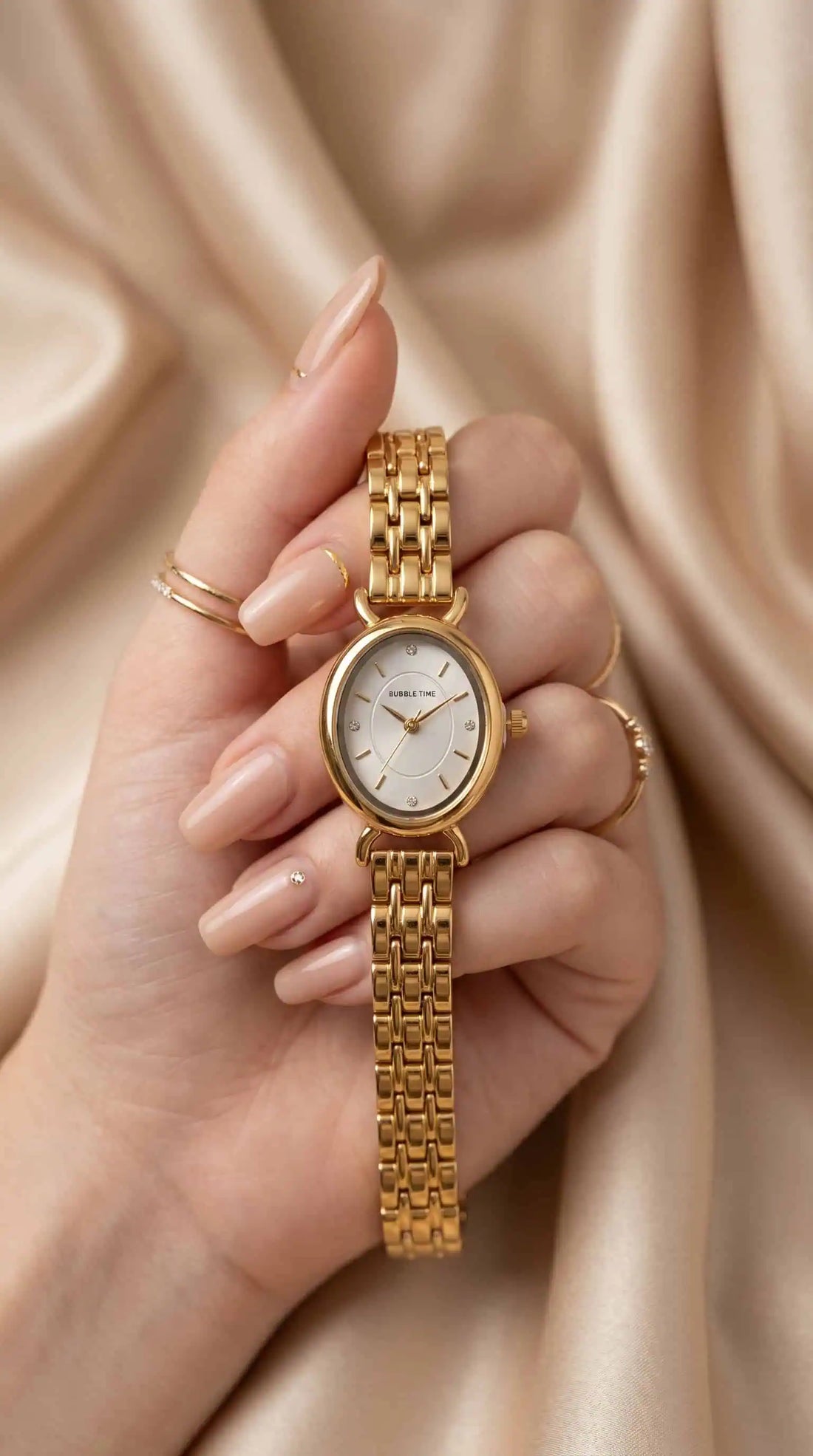 Bubble Time Aura Oval Women Watch - White Dial