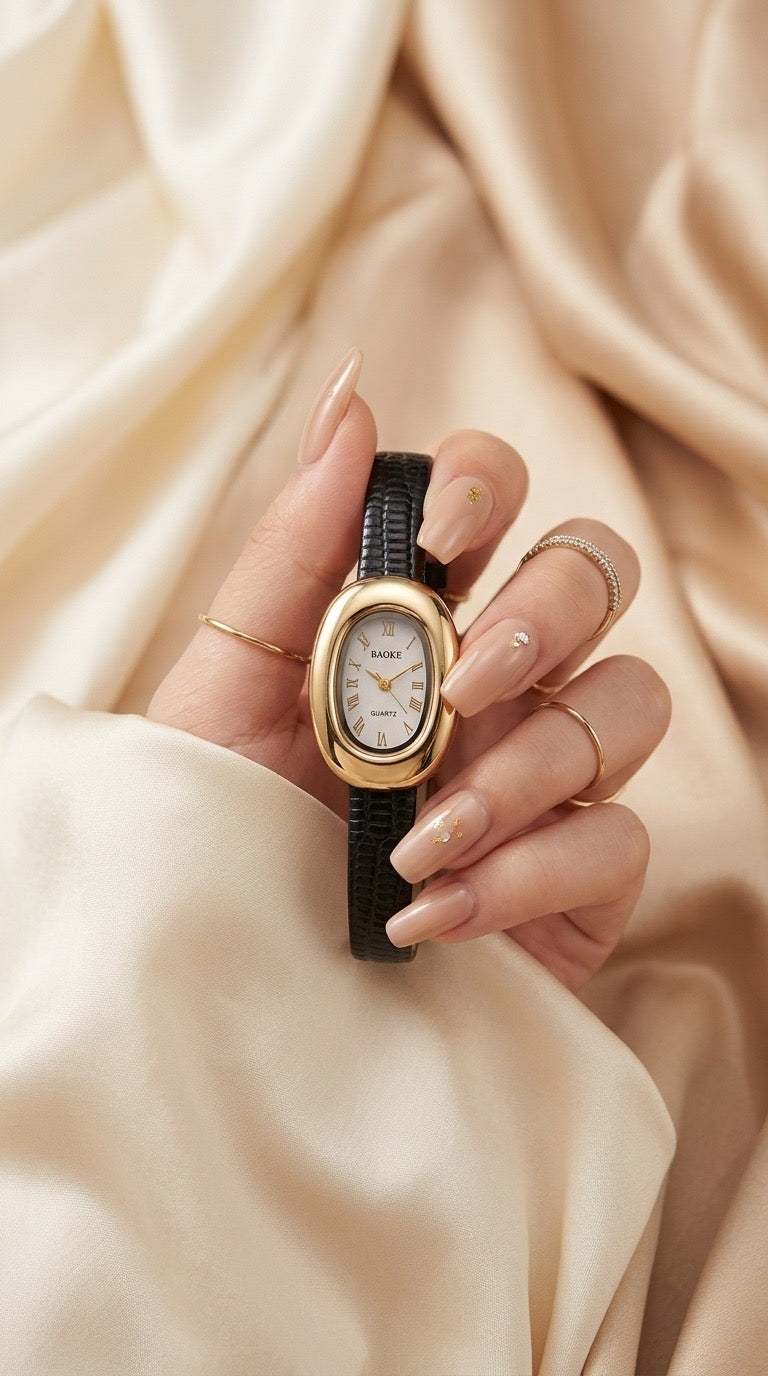 Baroque Petit Black Women Strap Watch - White Dial