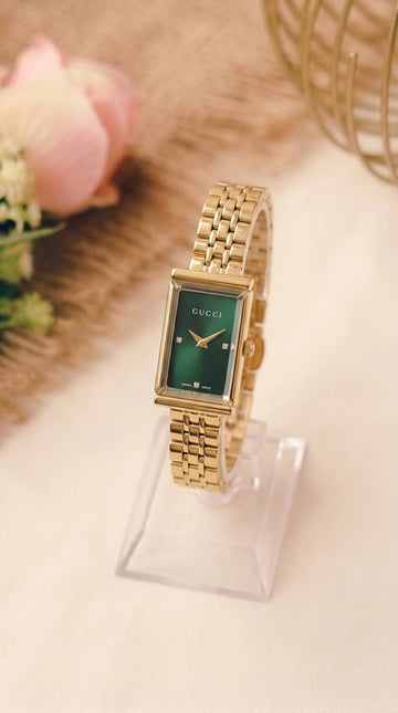 Gucci Rectangular Golden Women Watch