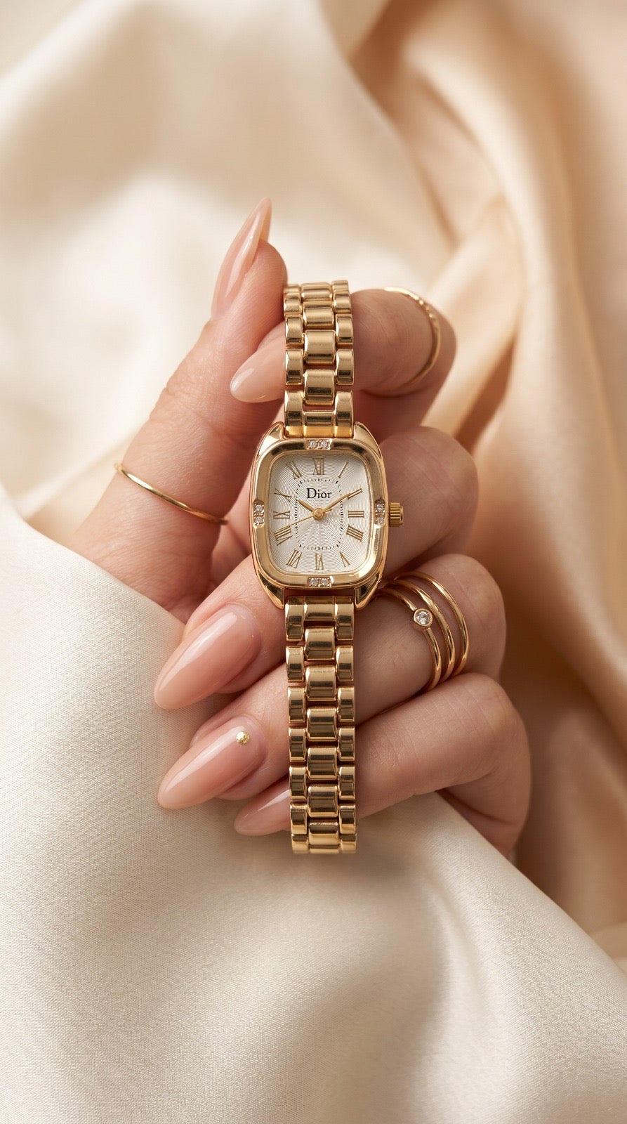 Dior Square Golden Minimalist  Women Watch