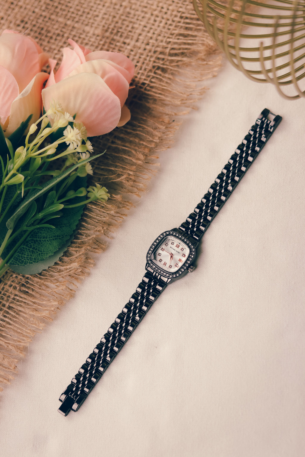 MK Square Black White Dial Women Watch