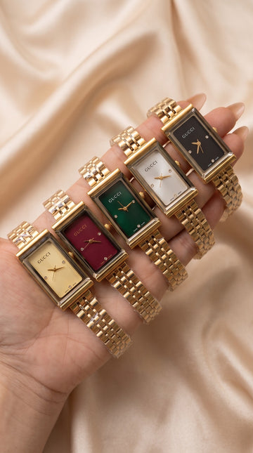 Gucci Rectangular Golden Women Watch