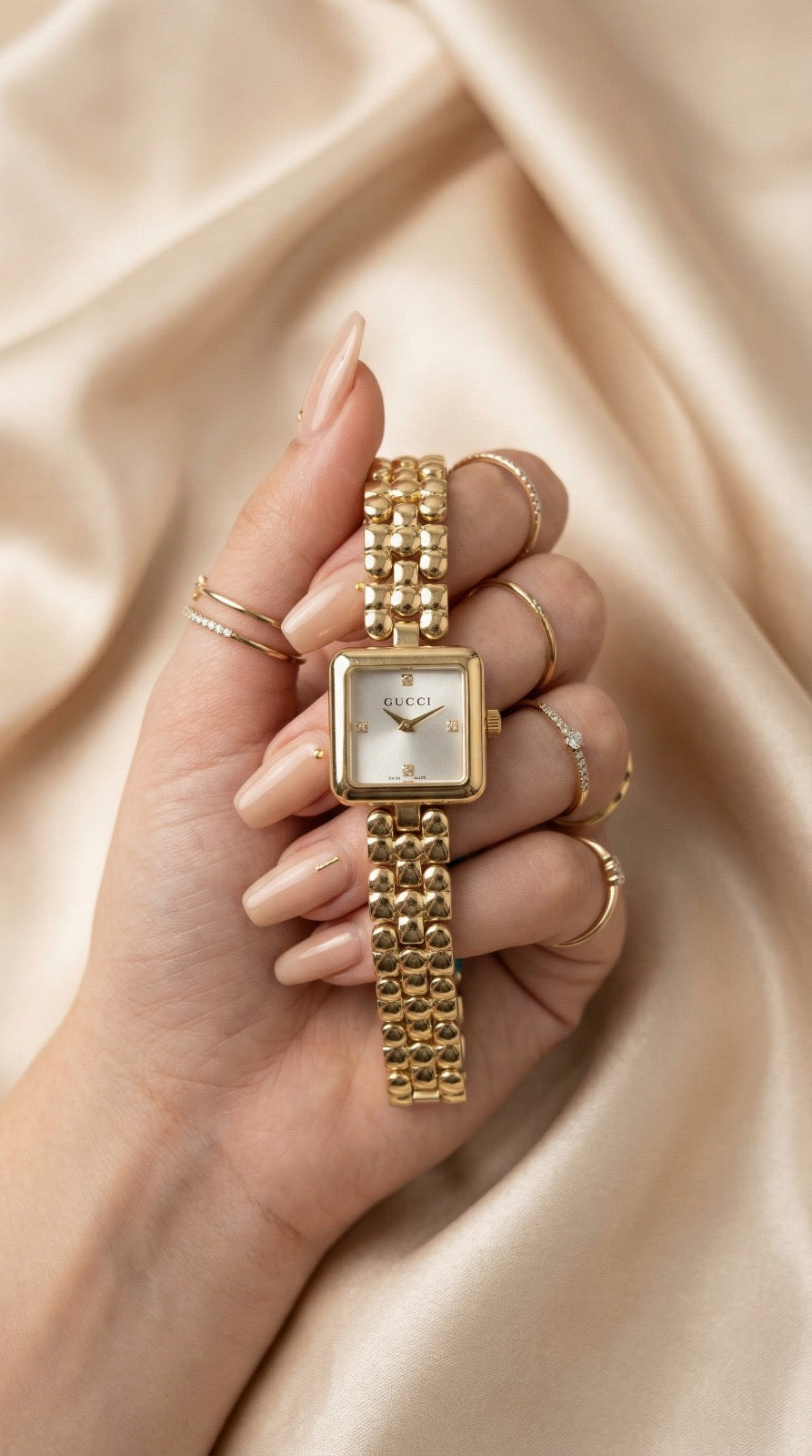 Gucci Square Sparkle Golden Women Watch