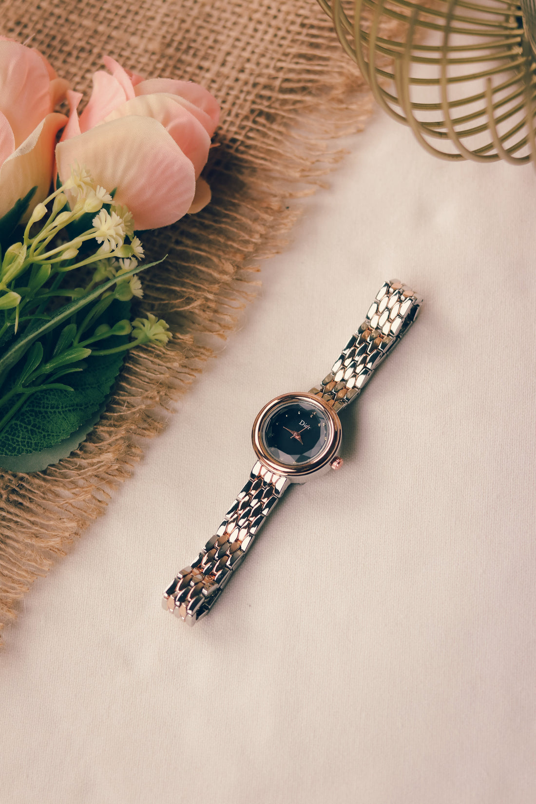 Dior Twinkle Two Tone Rose Gold Black Dial Watch
