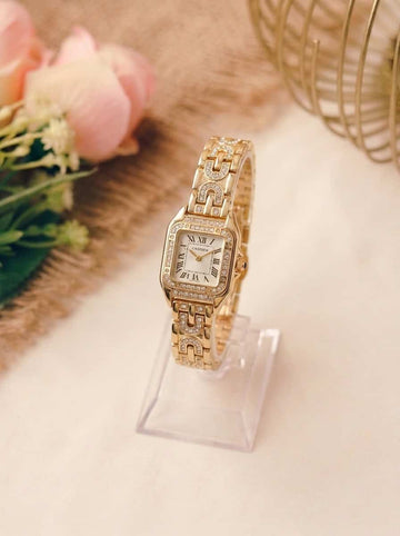 Cartier Sparkle Golden White Dial Women Watch