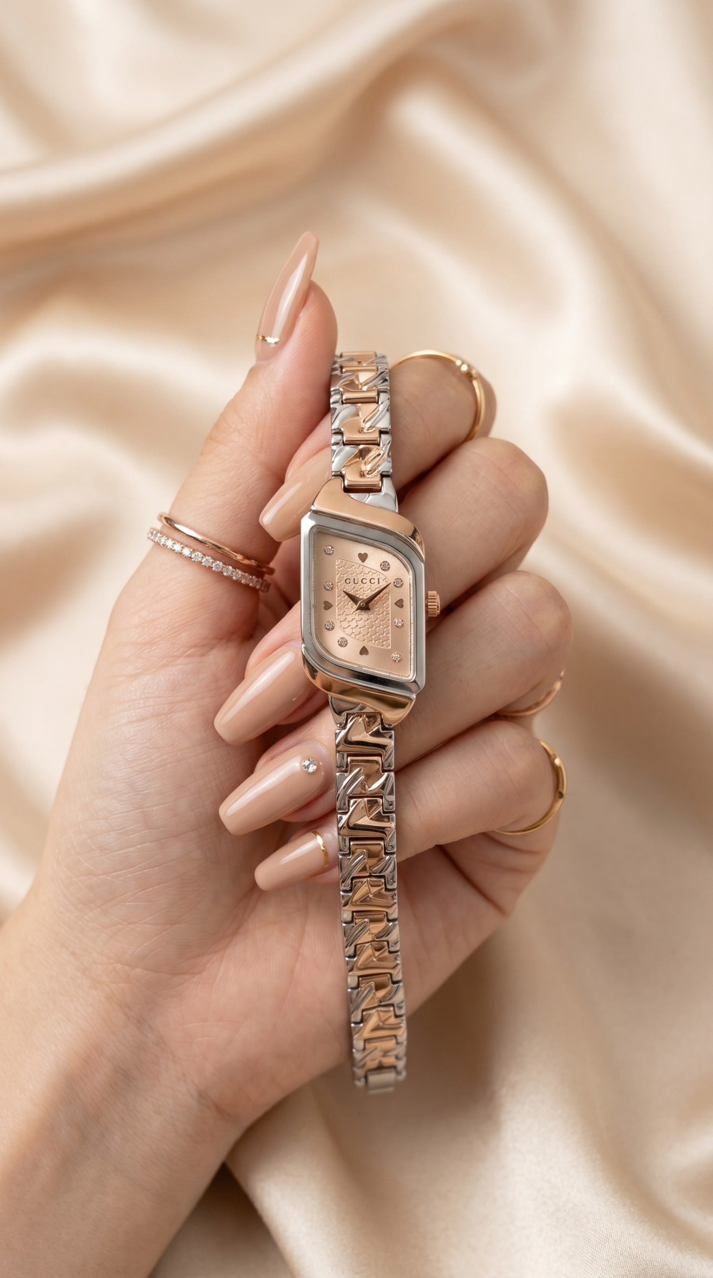 Gucci Whispering Rose Gold Two Tone Rose Gold Dial Women Watch