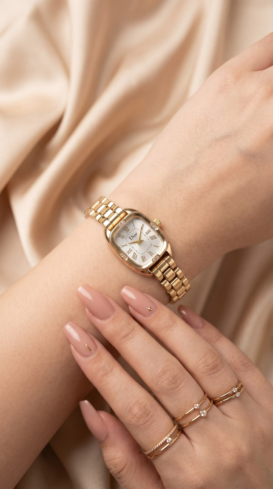 Dior Square Golden Minimalist  Women Watch