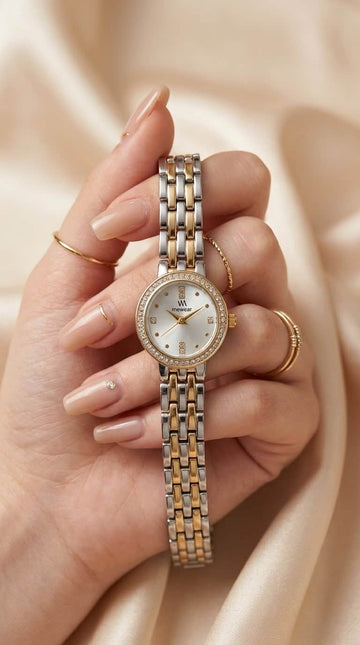 MW Two Tone Empress Women Watch - White Dial