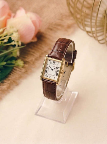 The Cartier Roman Women Strap Watch - Golden Case