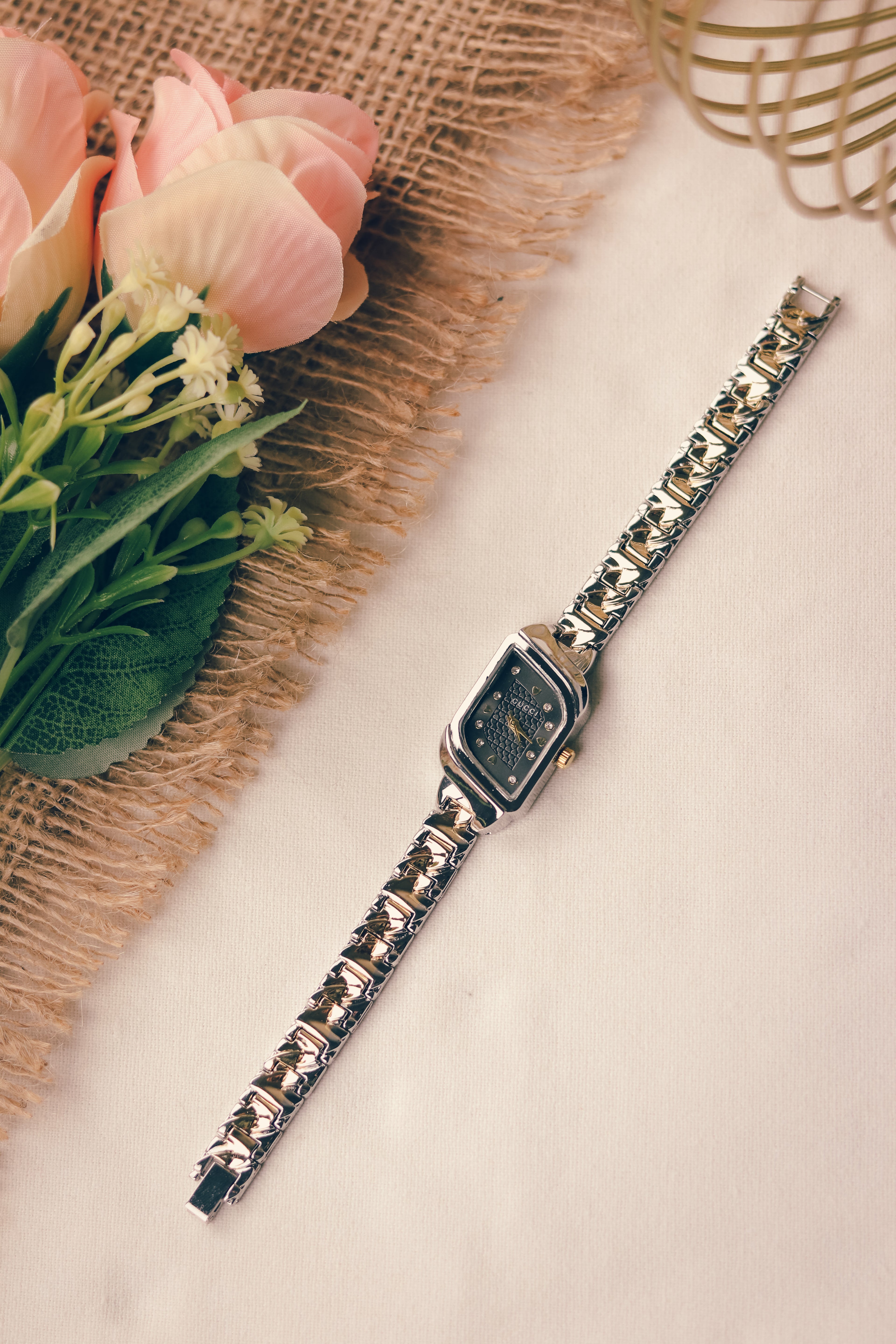 Gucci Whispering Golden Two Tone Black Dial Women Watch