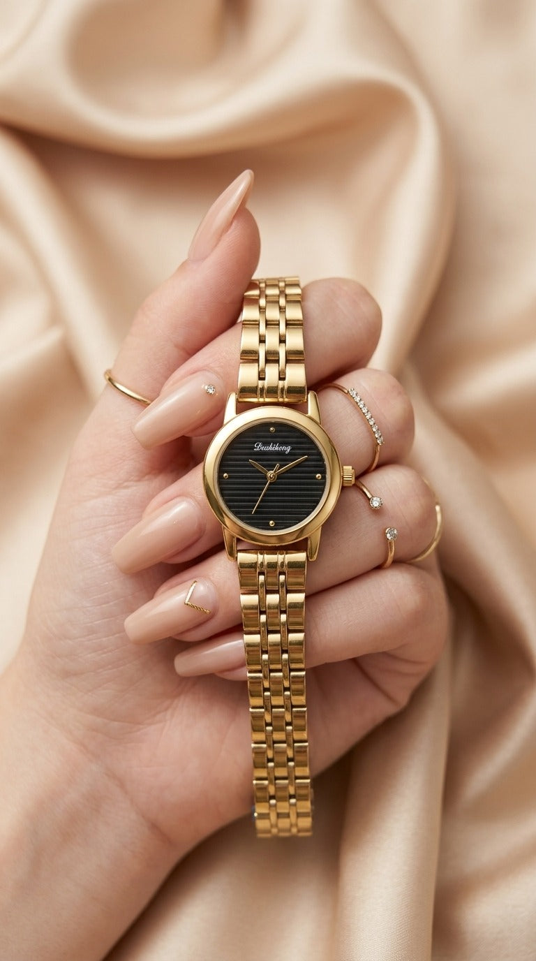 The Orchid Golden Women Watch - Black Dial