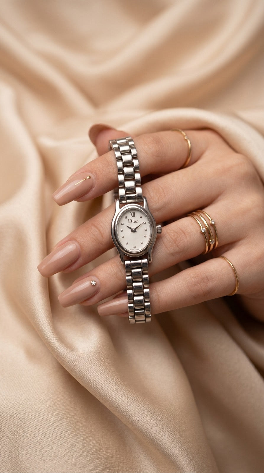 Dior Oval Dial Silver Plated Women Watch