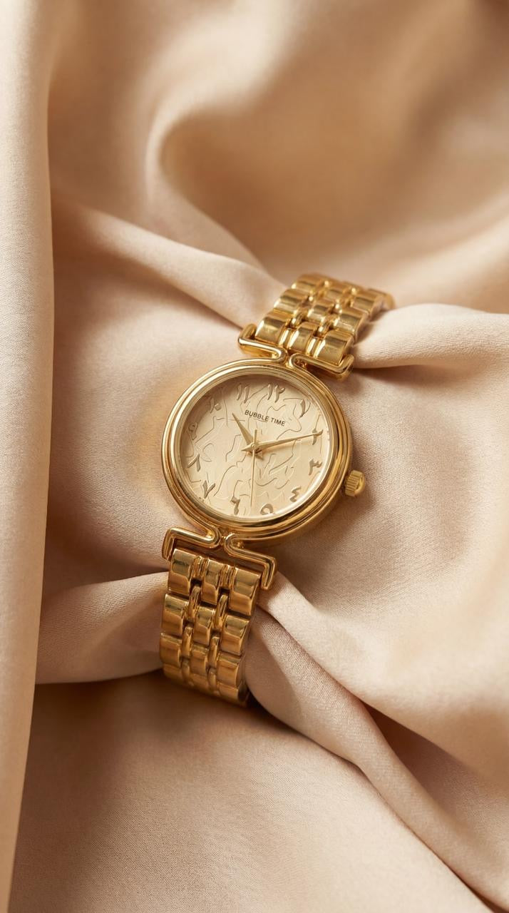 Bubble Time Arabic Women Watch - Golden
