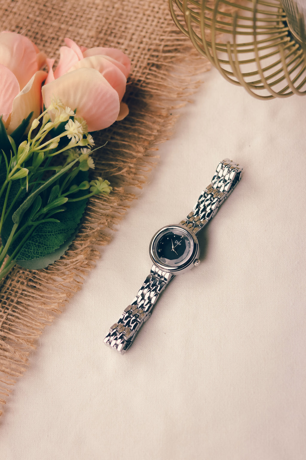 Dior Twinkle Silver Black Dial Women Watch