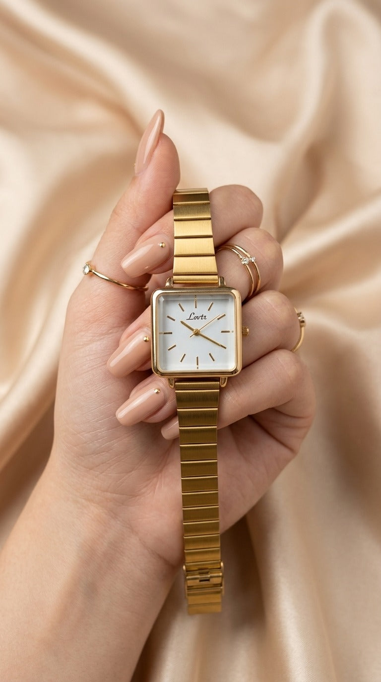 Lsotr Square Golden Women Watch
