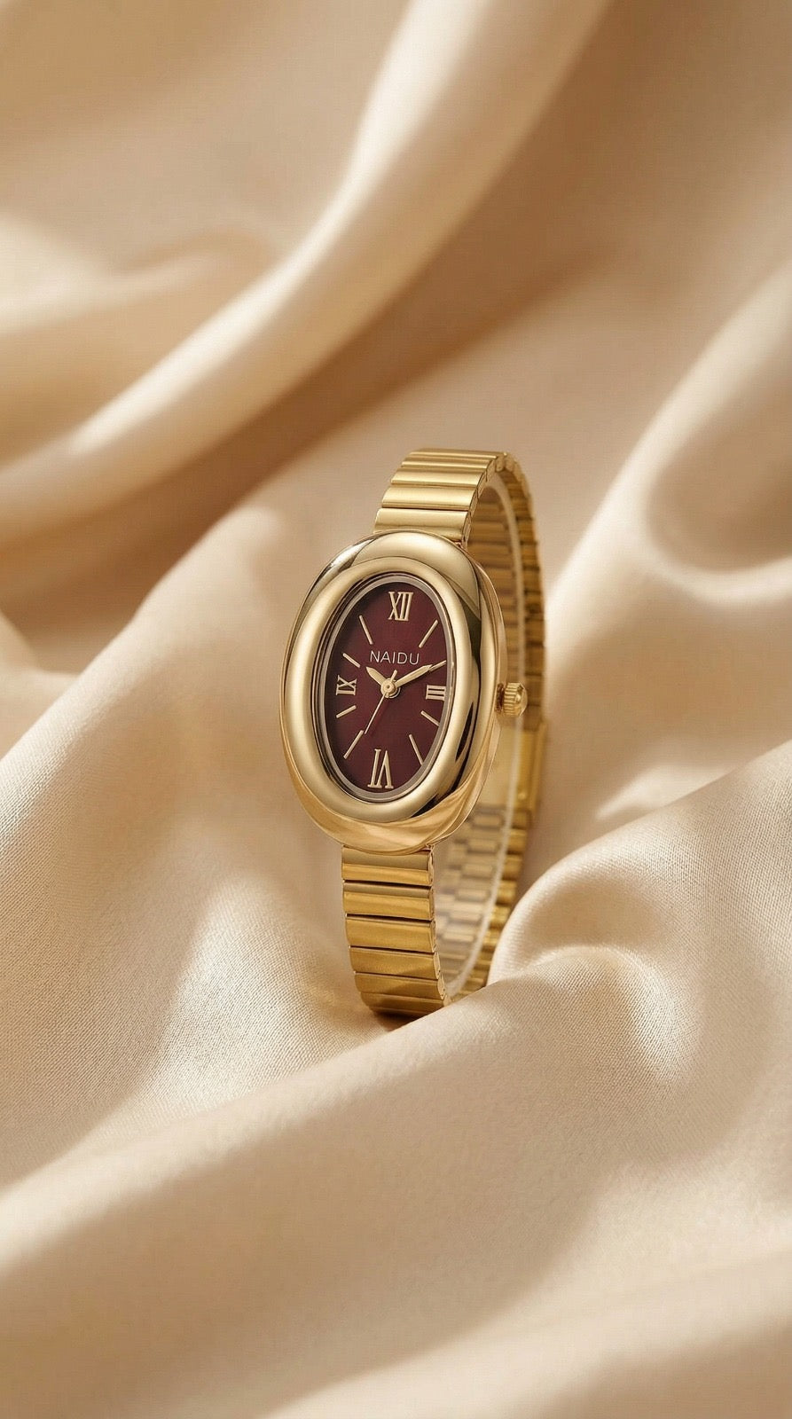 Naidu Classic Oval Women Watch - Red