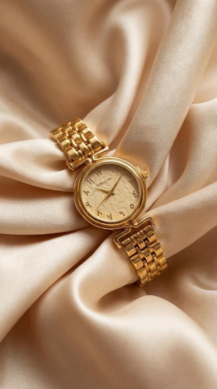 Bubble Time Arabic Women Watch - Golden