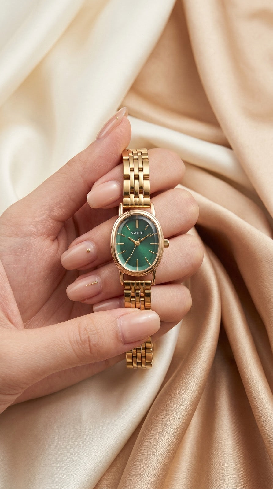 Naidu Antique Oval Women Watch - Green Dial