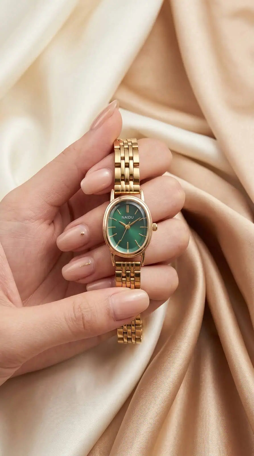 Naidu Antique Oval Women Watch - Green Dial