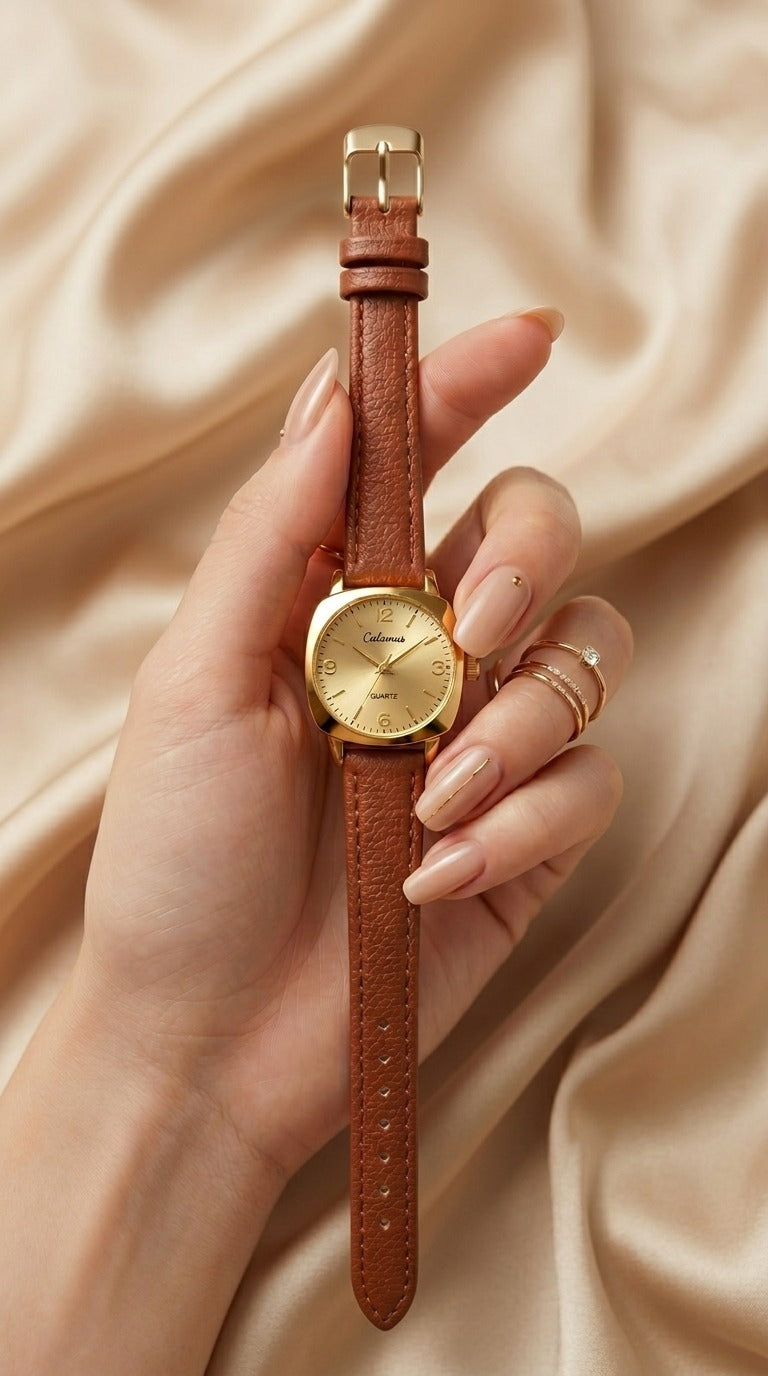 Calais Classic Women Strap Watch - Brown